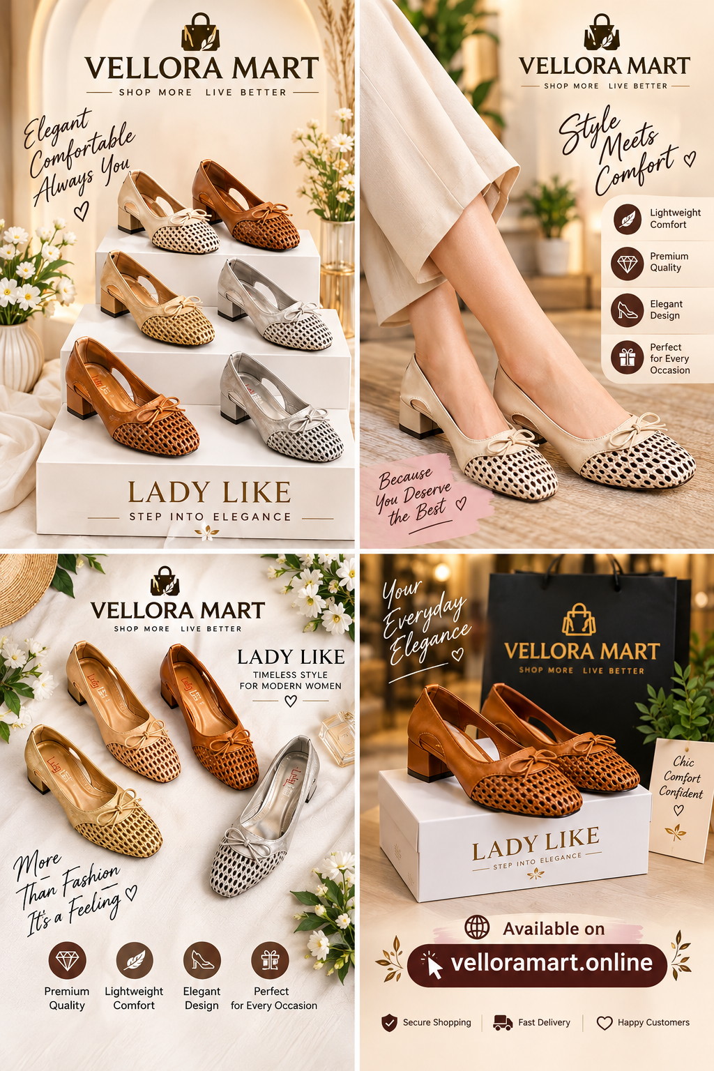 Women’s Elegant Mesh Bow-Tie Block Heel Shoes – Stylish & Comfortable