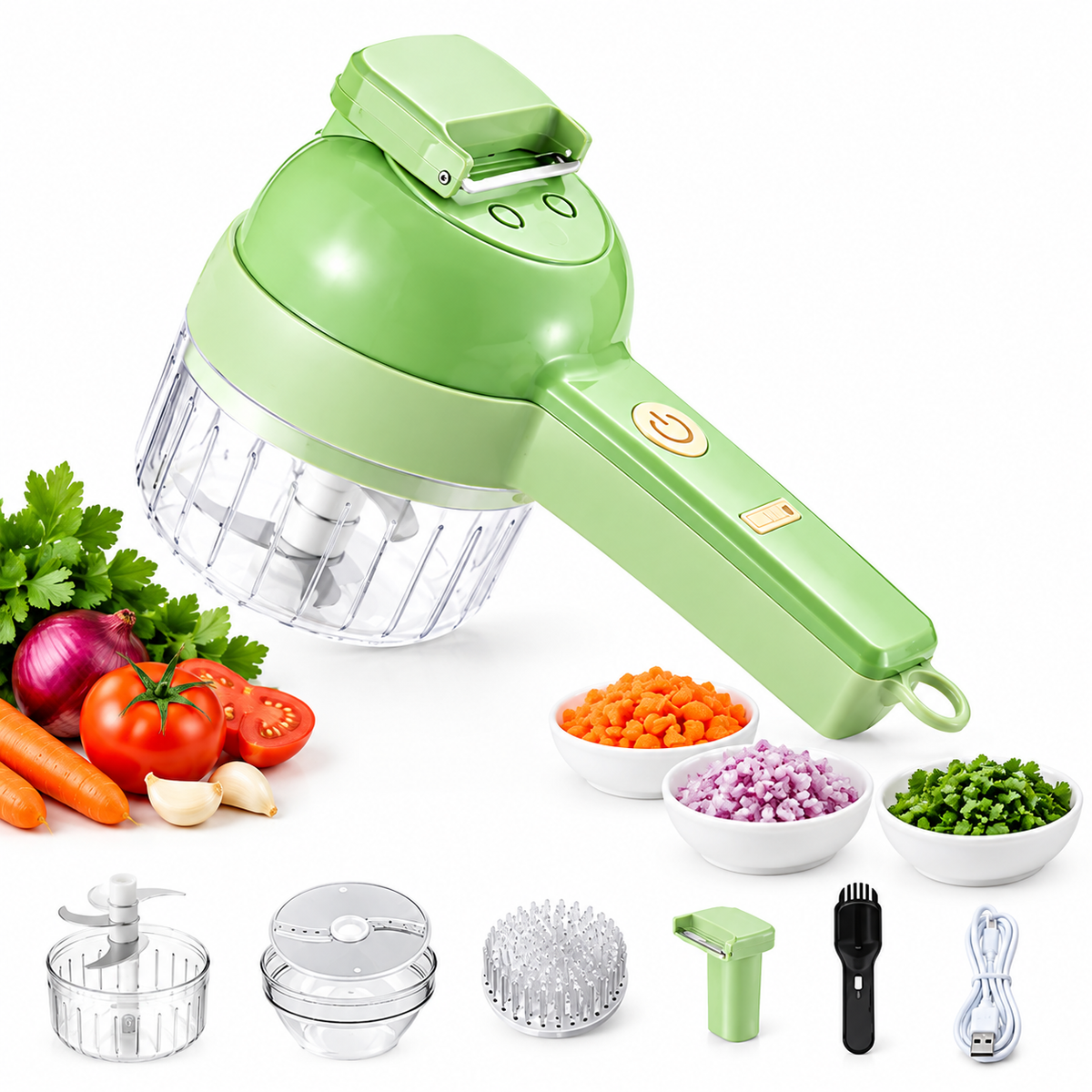 Electric Food Chopper Green ABS Kitchen Tool