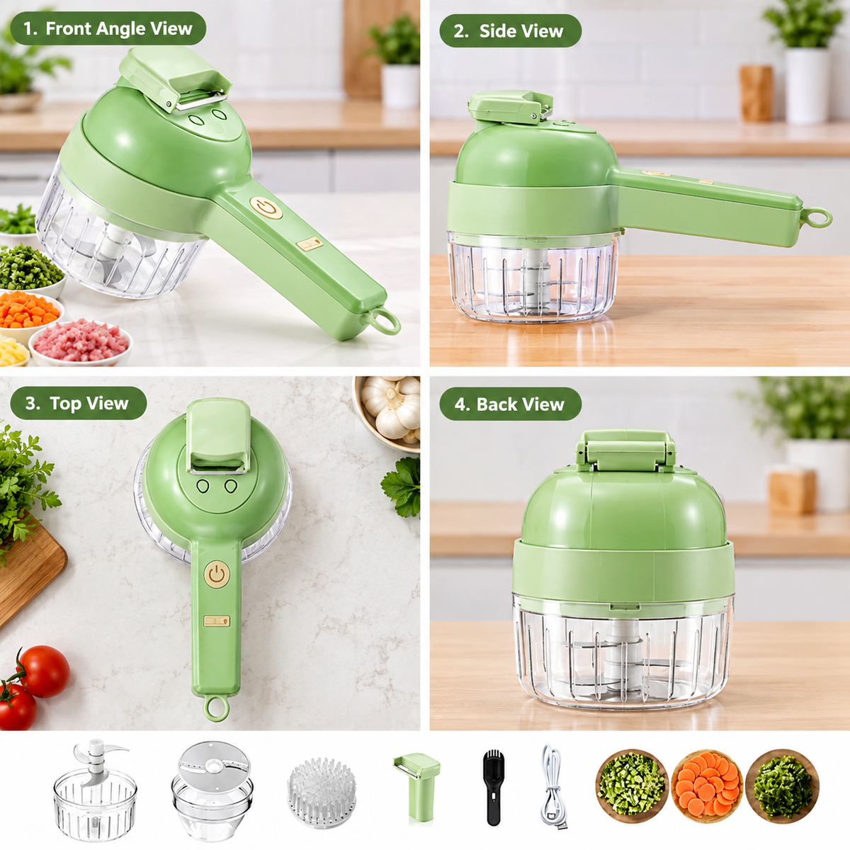 Electric Food Chopper Green ABS Kitchen Tool